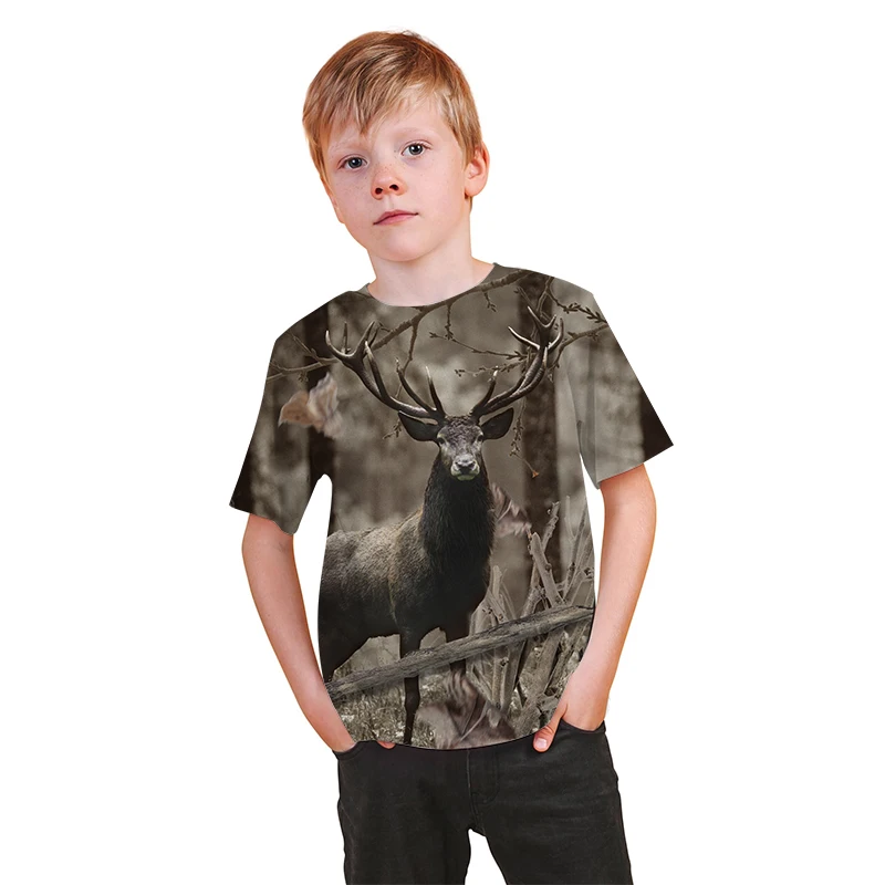 

Camo Hunting Animals Wild Boar child 3D T-shirt Summer Casual Kids t shirts Fashion Streetwear Boy Pullover Short Sleeve Tops