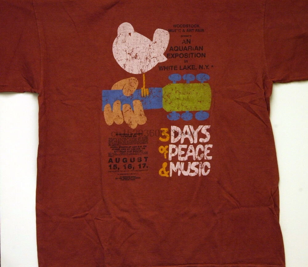 WOODSTOCK 1969 3 дня мира музыка в состаренном стиле Винтажная футболка новинка - купить