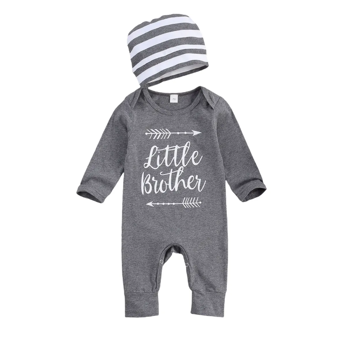 

Комбинезон с круглым вырезом, длинными рукавами и полосатыми штанами, для мальчиков 0-18 месяцев, с буквенным принтом, 2020