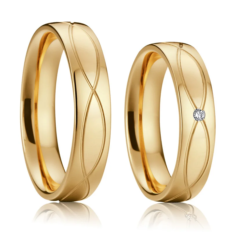 

vintage wedding rings for men and women Lovers Alliance 1 pair 18k gold plated jewelry finger promise couple ring marriage