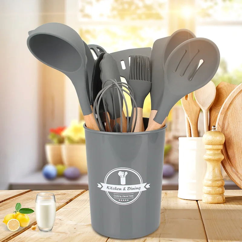 

Kitchen Essentials Advanced Silicone Kitchenware Set with Tweezers, Spatula, Spoon, and Oil Scraper Cooking Utensils Appliances
