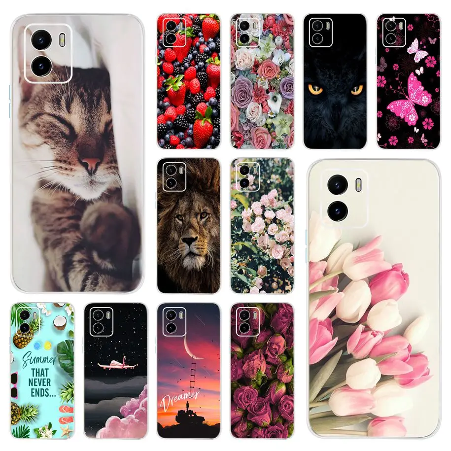 

For Vivo Y15s 2021 Case Fashion Flower Printed Soft Silicone Slim Back Cover For Vivo Y15A Y 15Aa Y 15s VivoY15s 4G Phone Bumper