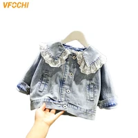 vfochi 2021 girl denim jacket spring fashion coats children clothing baby girls clothes outerwear lace baby girl denim jacket