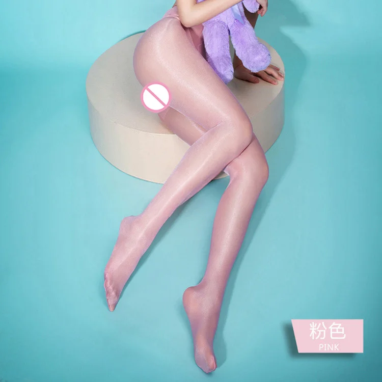 pink Женские блестящие колготки с высокой талией, 30 цветов, блестящие колготки с открытой промежностью, разноцветные блестящие чулки для танцев - Цвет: pink
