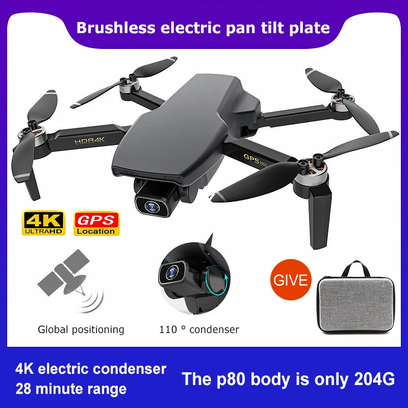 

RC Drone 5G GPS Brushless Helicopter P80 PRO Remote Control Quadcopter Folding HD Aerial 4K Aircraft FPV Professional Drone Gift