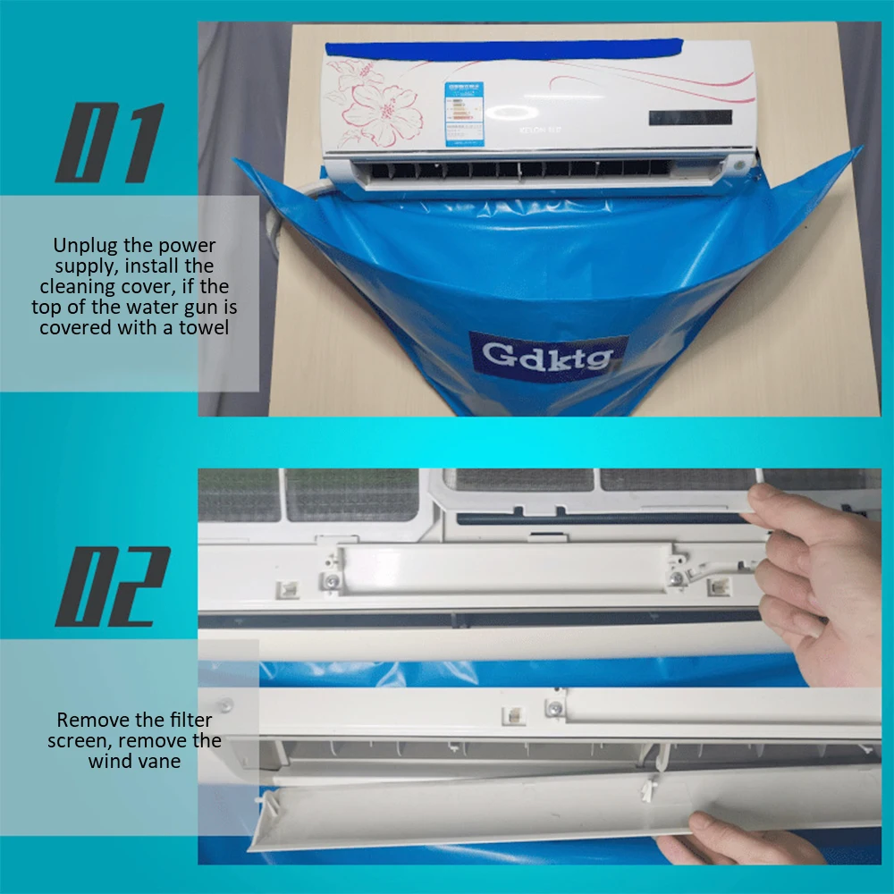 

Air Conditioner Cleaning Cover With Water Pipe Waterproof Dust Protection Cleaning Cover Bag For Air Conditioners Below 1.5P