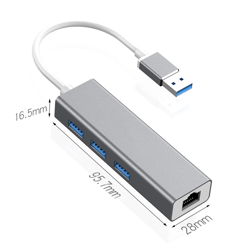 

3 Ports USB 3.0 Gigabit Ethernet Lan Rj45 Network Adapter Hub Plitter Aluminum USB Hub Adapter Dock For MacBook Pro Accessories