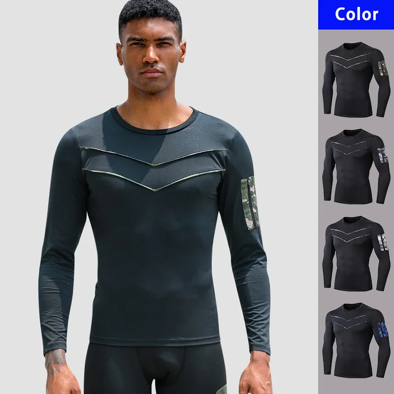Компрессионные рубашки с длинным рукавом для мужчин спортивная одежда бега
