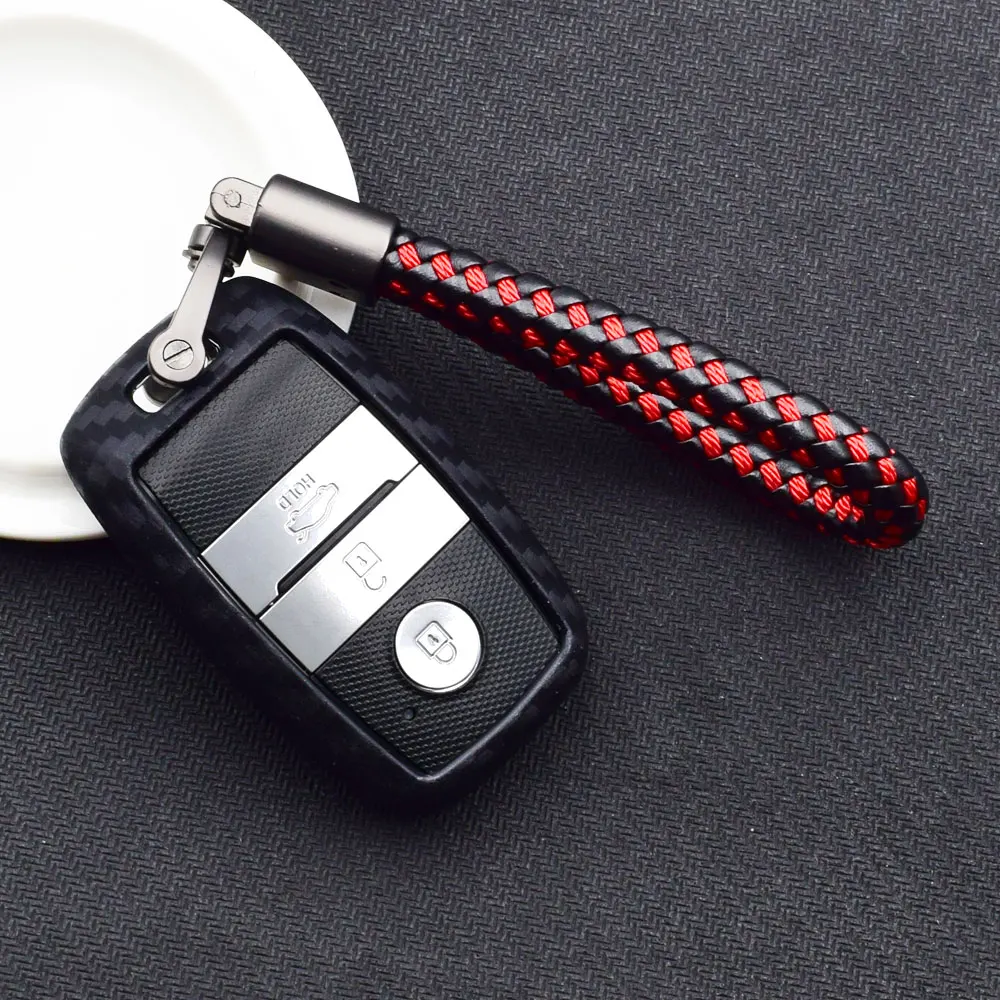 Карбоновый силиконовый чехол для ключей от машины Kia K3 K3S K4 K5 KX3 KX5 Sportage Sorento Carens