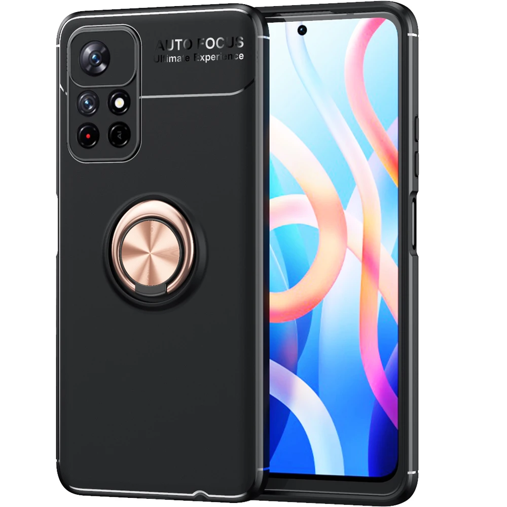 

Note11 Case For Xiaomi Redmi Note11 Case Armor Magnetic Ring Holder Soft Silicone Shockproof Cover Fit Redmi Note 11