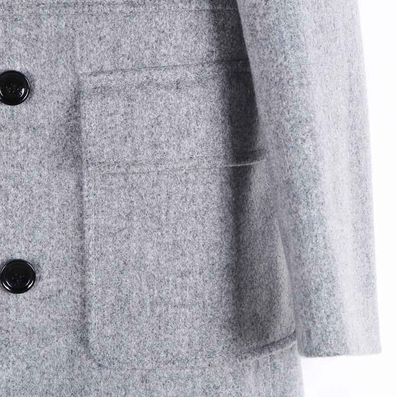 Длинное шерстяное мужское пальто зимняя мужская куртка мужские серая одежда KJ253 |