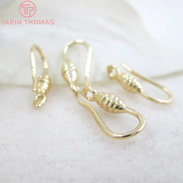(33206)10PCS Height 13MM 24K Champagne Gold Color Plated Brass Earring Hooks Jewelry Findings Accessories | Украшения и