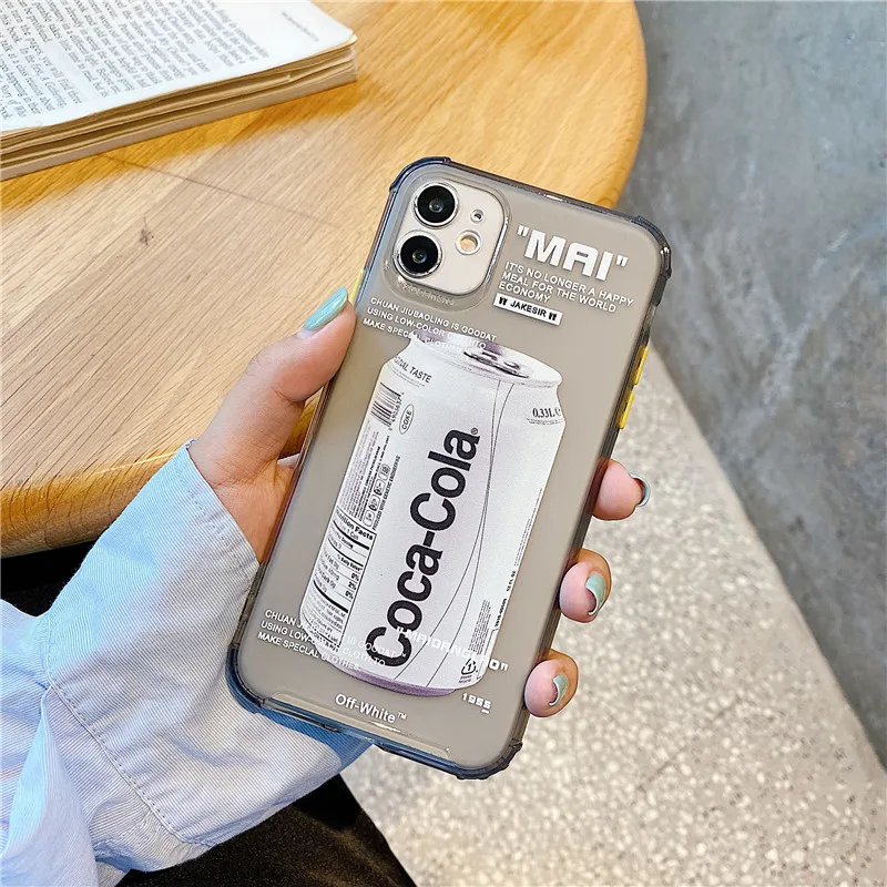 

Cola and Coffe TPU Anti-fall Soft Shell Phone Case for iPhone 11 11Pro X XS XR Max 7 8 Plus 9 SE2020 Back Cover