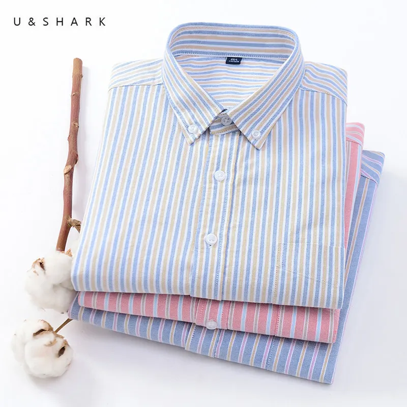 U & SHARK/мужские весенние мужские полосатые рубашки с длинным рукавом Классическая