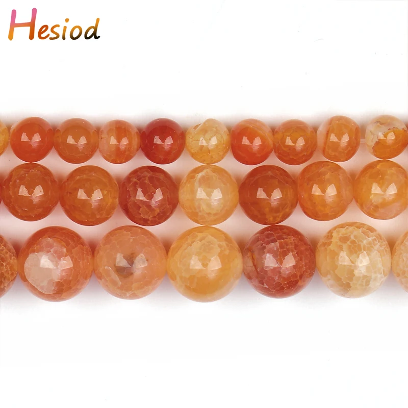 

Hesiod Red Orange Fire Agates Natural Stone Onyx Round Carnelian Loose Beads Beads for Making DIY Jewelry15" Strand