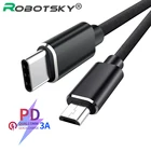 Кабель-адаптер для быстрой зарядки с разъемами USB Type-C и Micro USB, 3 А, 60 Вт