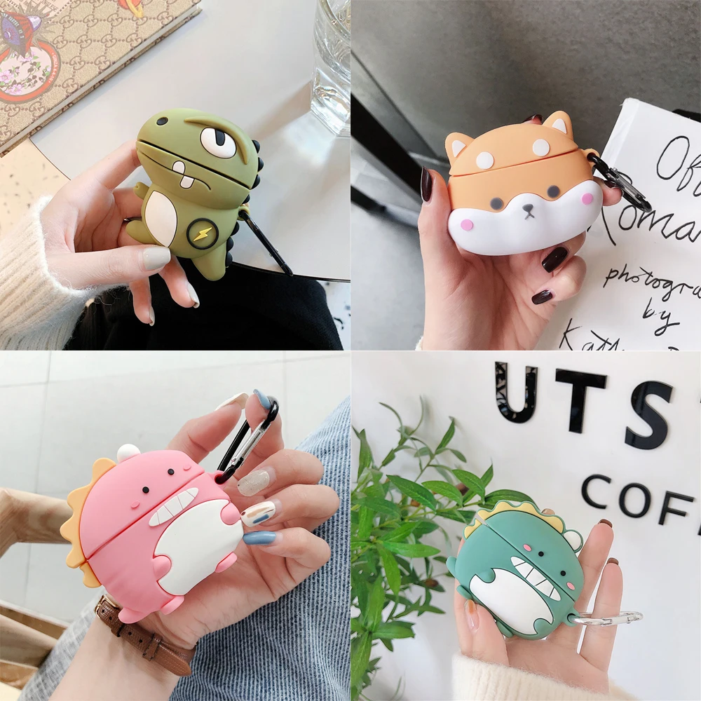 

Cartoon cat dog Dragon For AirPods1/2 Case Silicone Bluetooth Earphone Protection Charging Box Cover Funda for airpods 1 2 3