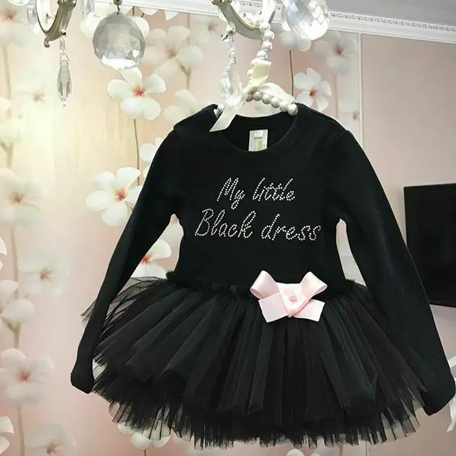 Навечерние ное платье принцессы для новорожденных девочек розовое/черное