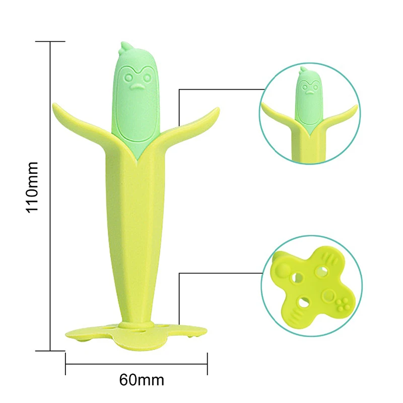 

Silicone Toothbrush And Environmentally Safe Baby Teether Care Animal Teething Ring Kids Corn Pea Teether Children Chewing