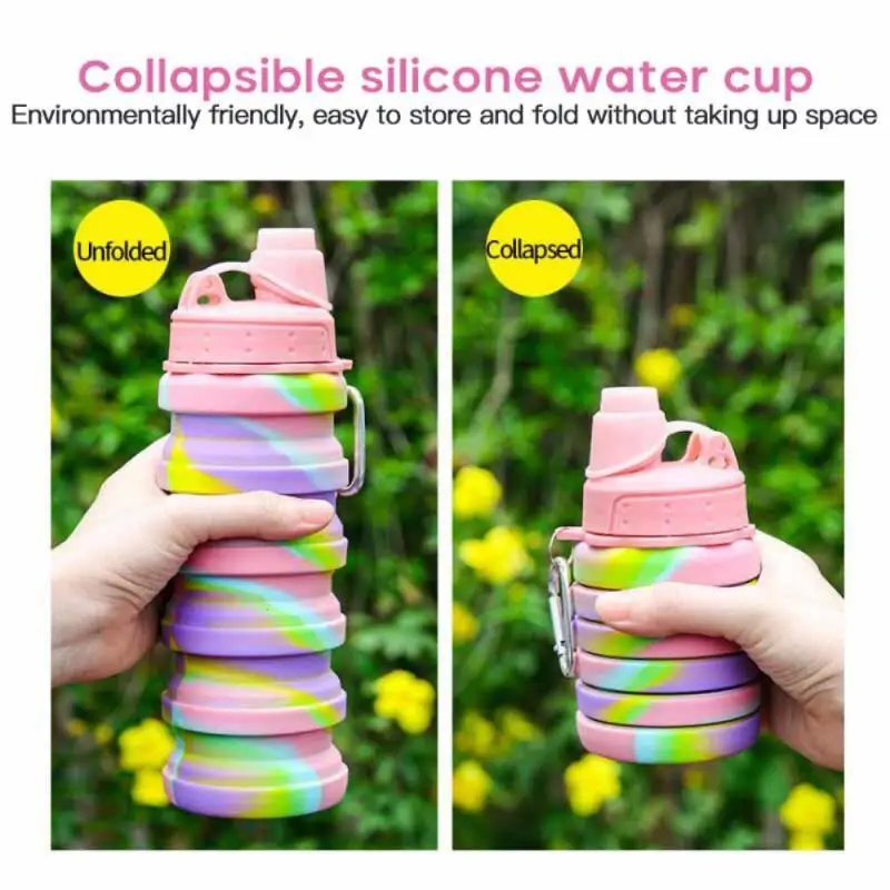 

Silicone Travel Cup Retractable Folding Coffee Cup Telescopic Collapsible Tea Cup Outdoor Sports Tour Water Cup Camping 500ml