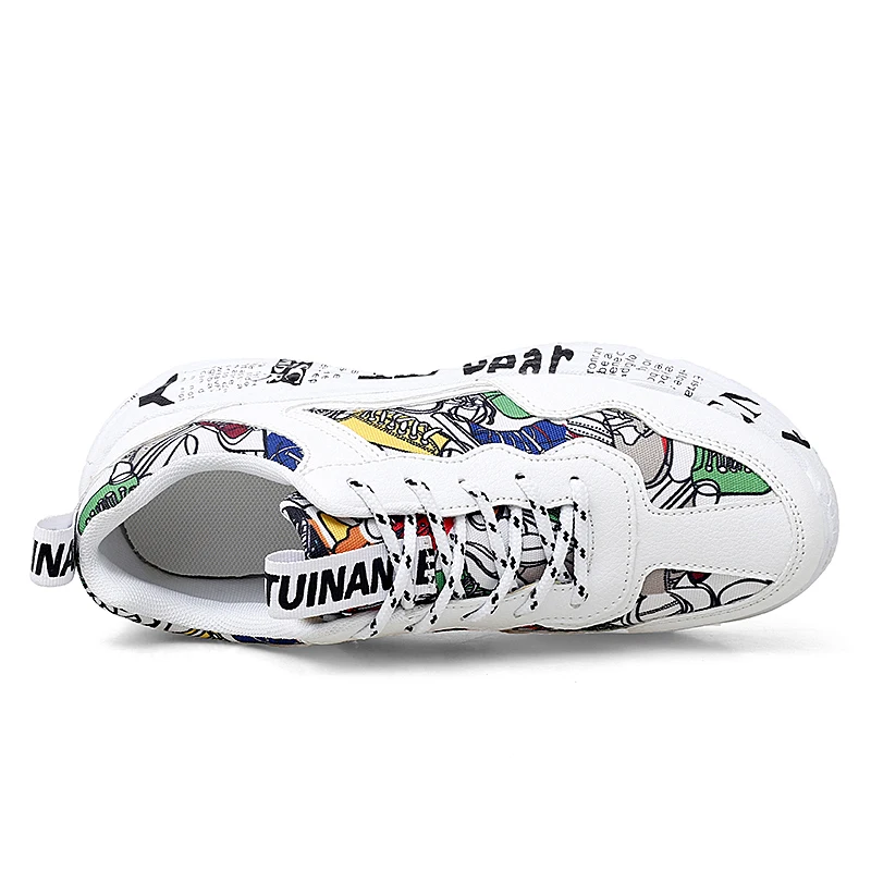 

2021 New Sneakers Women Spring Woman Casual Fashion Shoes Size 35-43 Graffiti Ladies Vulcanized Shoes White Sneakers Lover Shoes