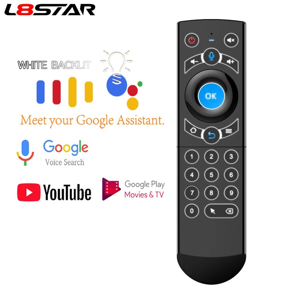 L8star Air Mouse подсветка гироскоп Google Assistant голосовой поиск микрофон 2 4G беспроводной