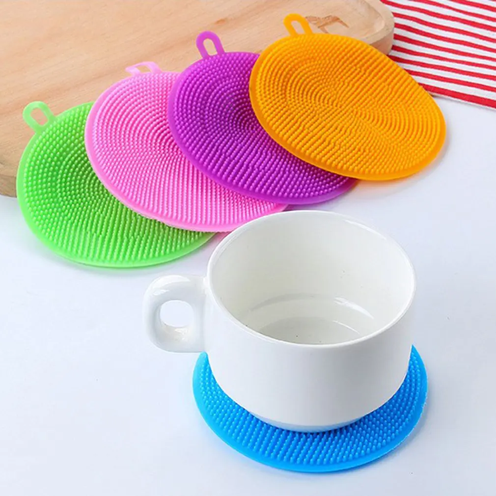 

Multifunction Silicone Sponge Bowl Cleaning Brush Scouring Pad Silicone Dish Sponge Kitchen Pot Cleaner Tool