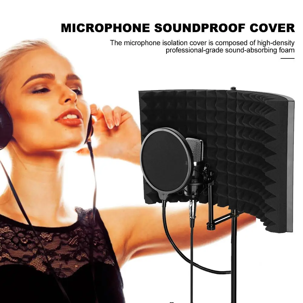

Microphone Recording Studio Soundproof Cover Foldable Adjustable Sound-absorbing Panel Isolation Shield