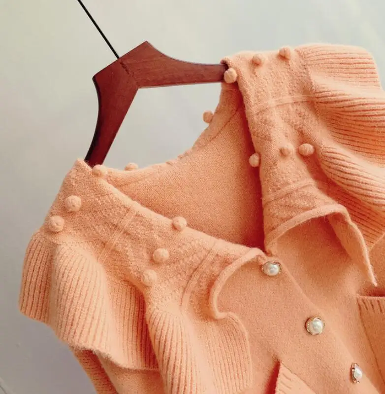 

Autumn Winter Fashion Streetwear Sweet Loose Cardigan Pearl Buckle Kawaii Women Sweater Coat jumper pull femme Sweater p1666