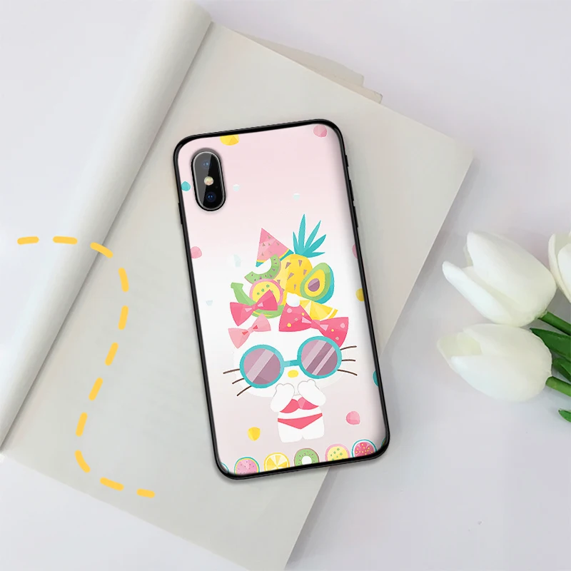 Милый hello cat Мягкий чехол из ТПУ для Apple iPhone X XR XS MAX 5 5S 5C SE 6 S 7 8 Plus ipod touch силиконовый |