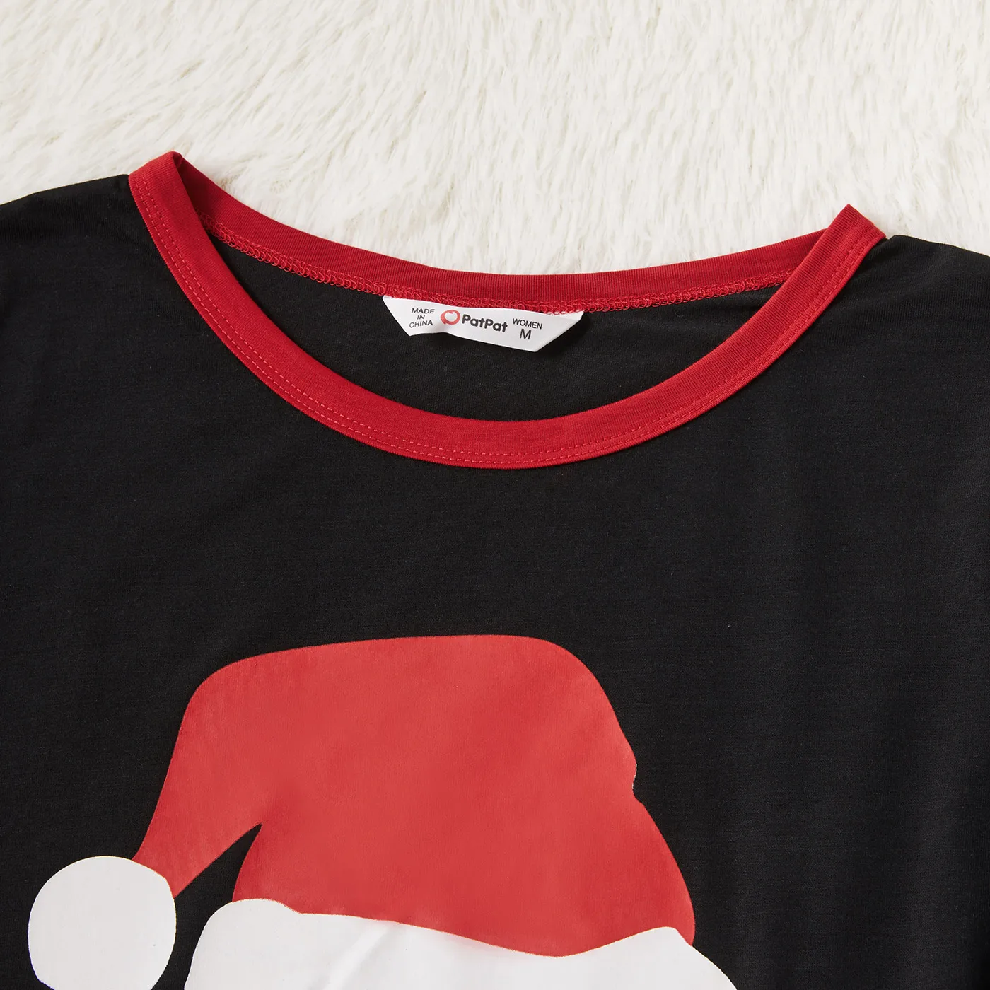 PatPat Рождественская шапка и буквенный принт черные Семейные комплекты пижам с