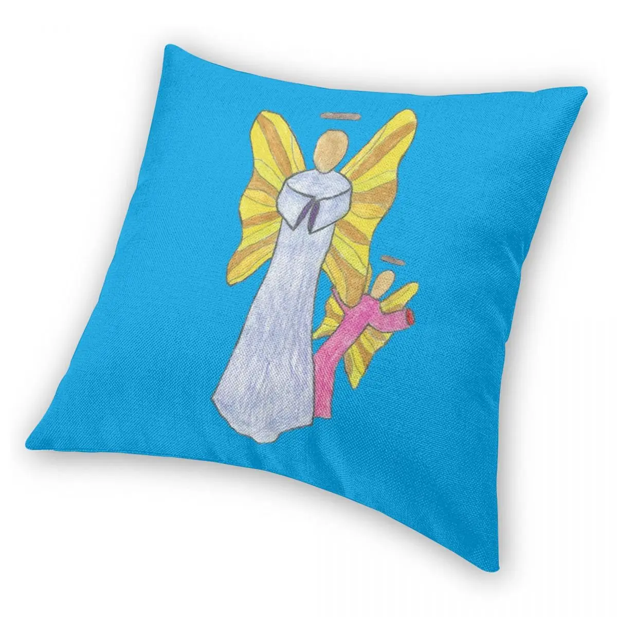 Забавный Ангел на синей задней поверхности квадратная подушка чехол наволочка