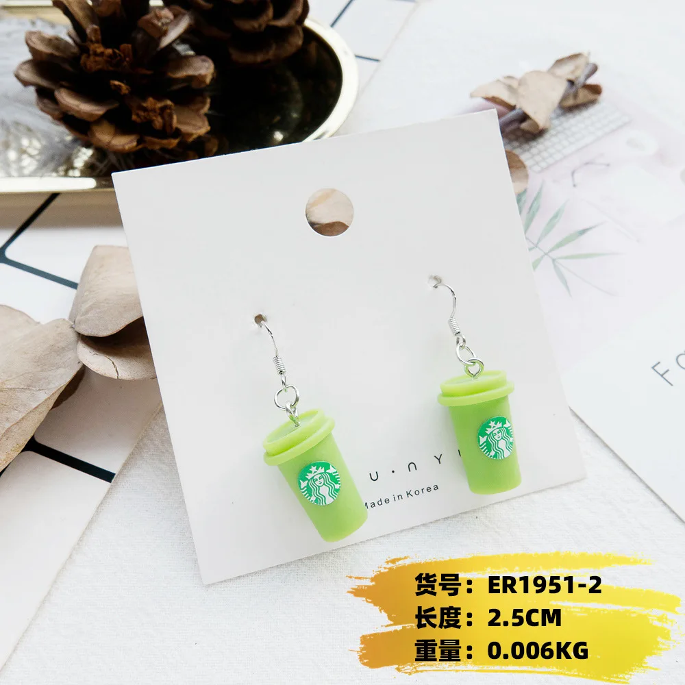 2 S925 серьги Kawaii с молочным чаем и мороженым, новинка, серьги с кофейной чашкой для женщин, Детские аксессуары для девочек, модные ювелирные изделия - Окраска металла: 2