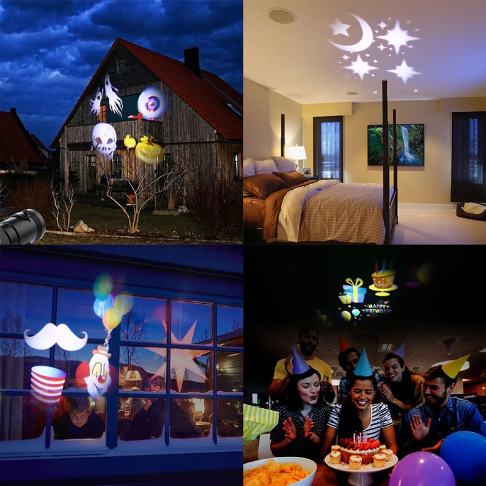 Светодиодные сценические огни 12 слайдов Рождественское украшение Проектор