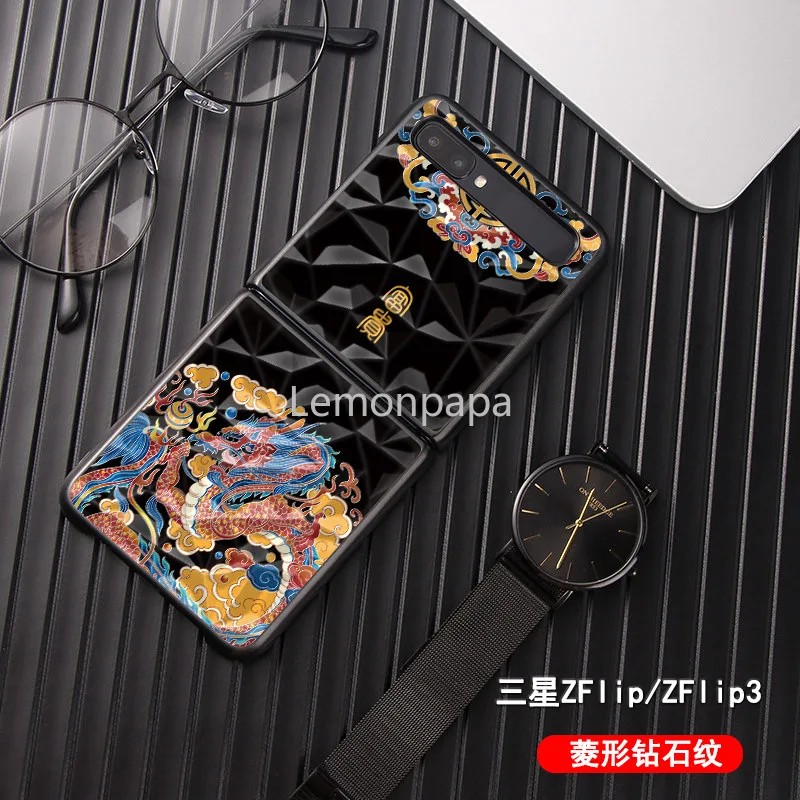 

Чехол с китайским драконом Тотем для Samsung galaxy z flip 3 5G, полноразмерный противоударный силиконовый чехол для Samsung z, флип-чехол
