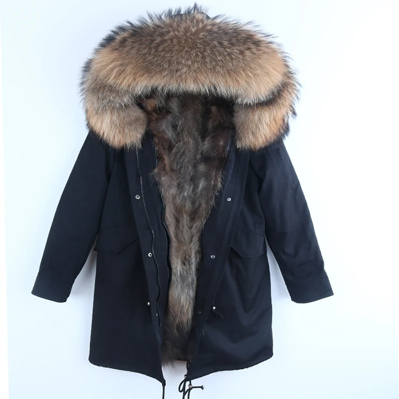 

2022 Winter Thick Warm Jacket Real Fur Parka Real Raccoon Fur Hooded Coats Nature Raccoon Dog Lining Jacket Man Real Fur Coat