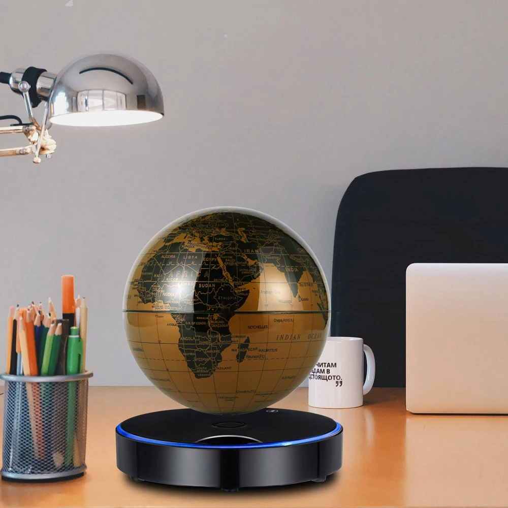 Плавающий глобус со светодиодными многоцветный база креативный 4 дюйма C Форма