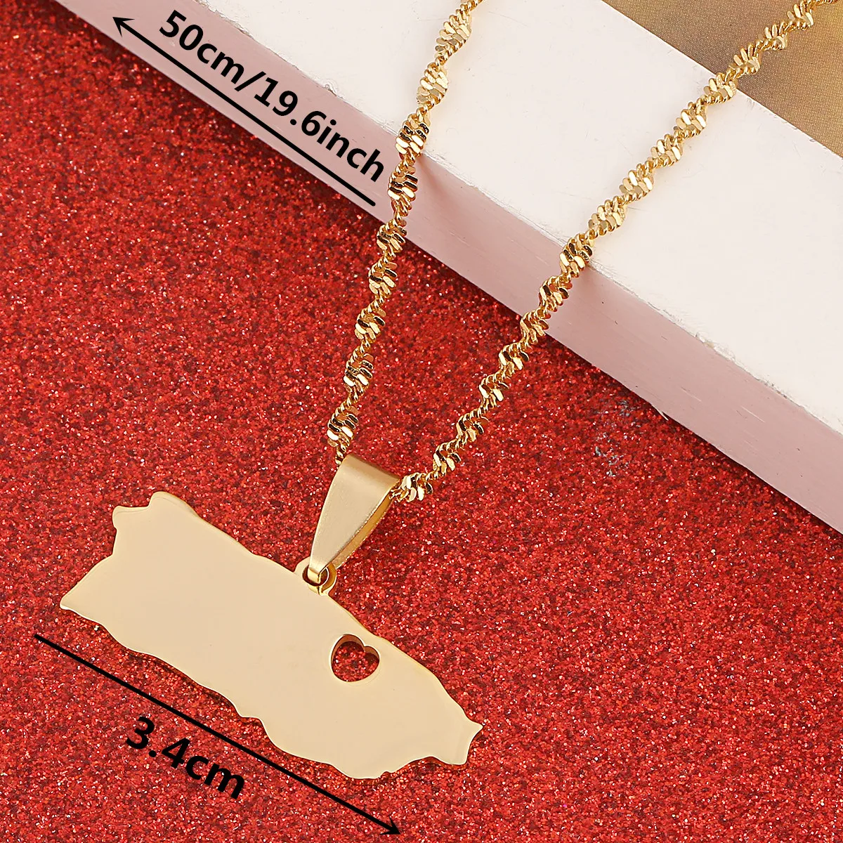 Нержавеющая сталь золотой цвет Пуэрто-Рико карта кулон ожерелье Пуэрто-риканс