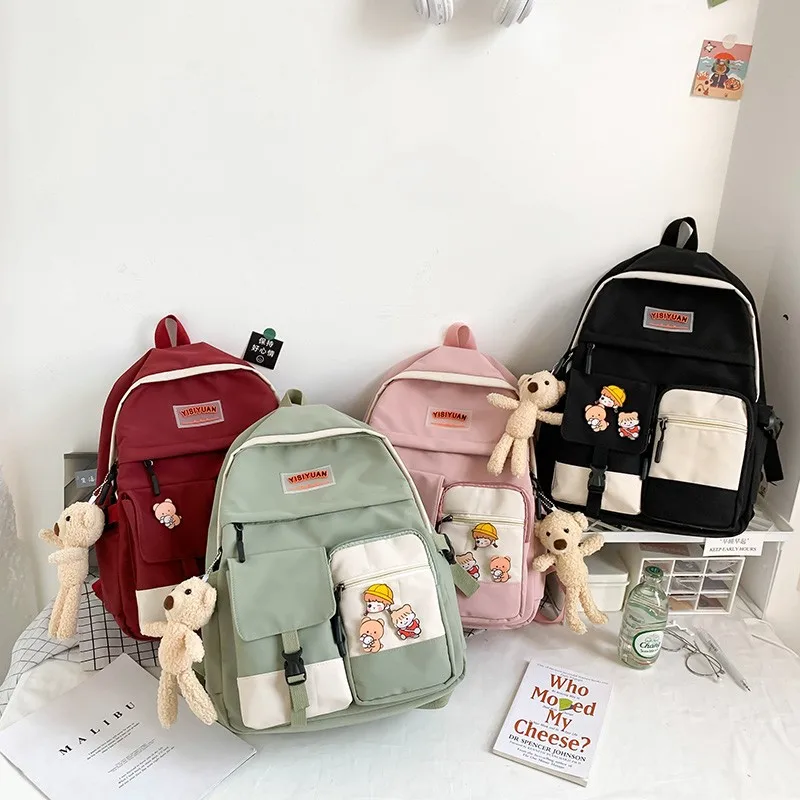 Милые женские школьные рюкзаки, Kawaii, школьные сумки, холщовые школьные ранцы для девочек-подростков, 2021, сумка для школьных книг, ранец, рюкз...