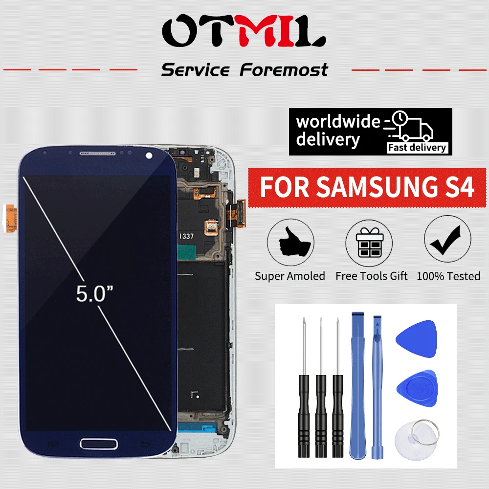 ЖК-дисплей AMOLED для SAMSUNG Galaxy S4 5 0 дюйма 98% сенсорный экран с рамкой i9500 i9505 i9506 i337 #1 |