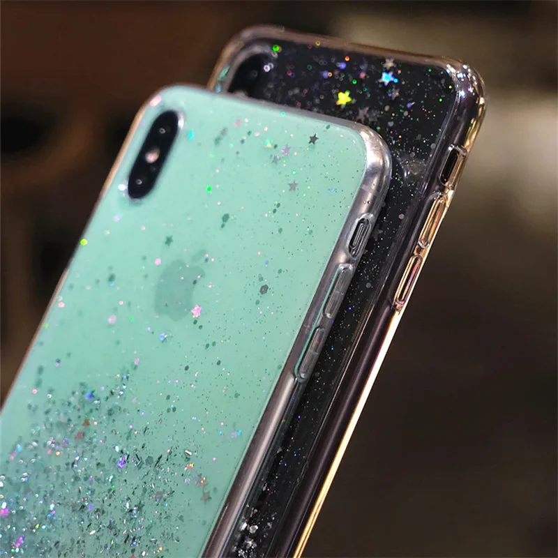 Чехол для Huawei P40 Lite P30 Pro P20 P Smart 2020 2019 Y6S Y8P Y5P Y6P Mate 20 прозрачный с блестками |