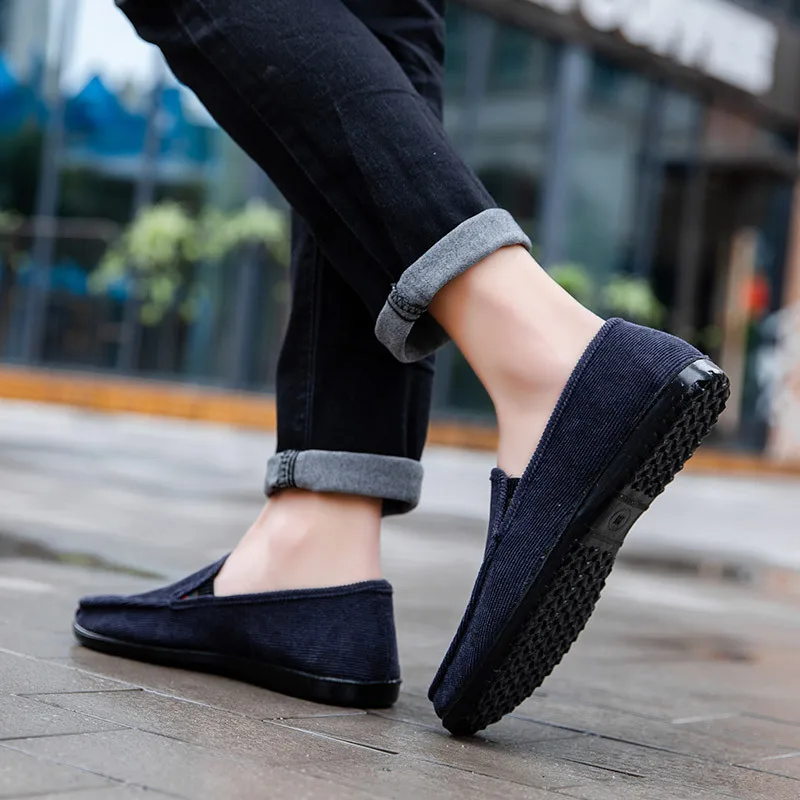 

Mens Canvas Shoes Slip On Flat Men Casual Shoes Rubber Bottom Breathable Lightweight Male Footwear Fashion Driving Man Loafers