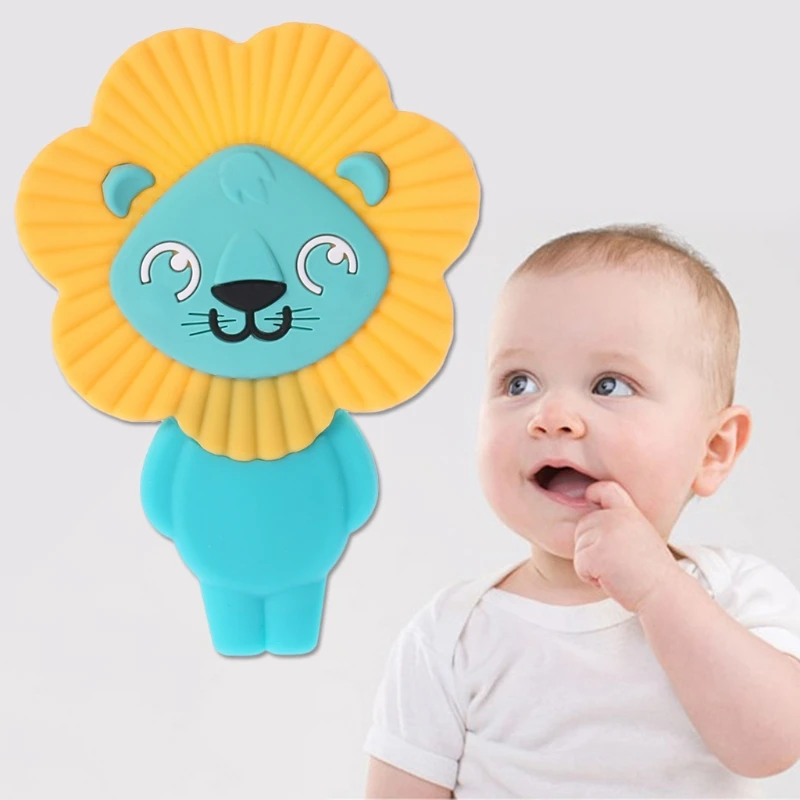 

Baby Teether Cute Lion Toys Teething Care Newborn Chew Silicone BPA Free Pendant
