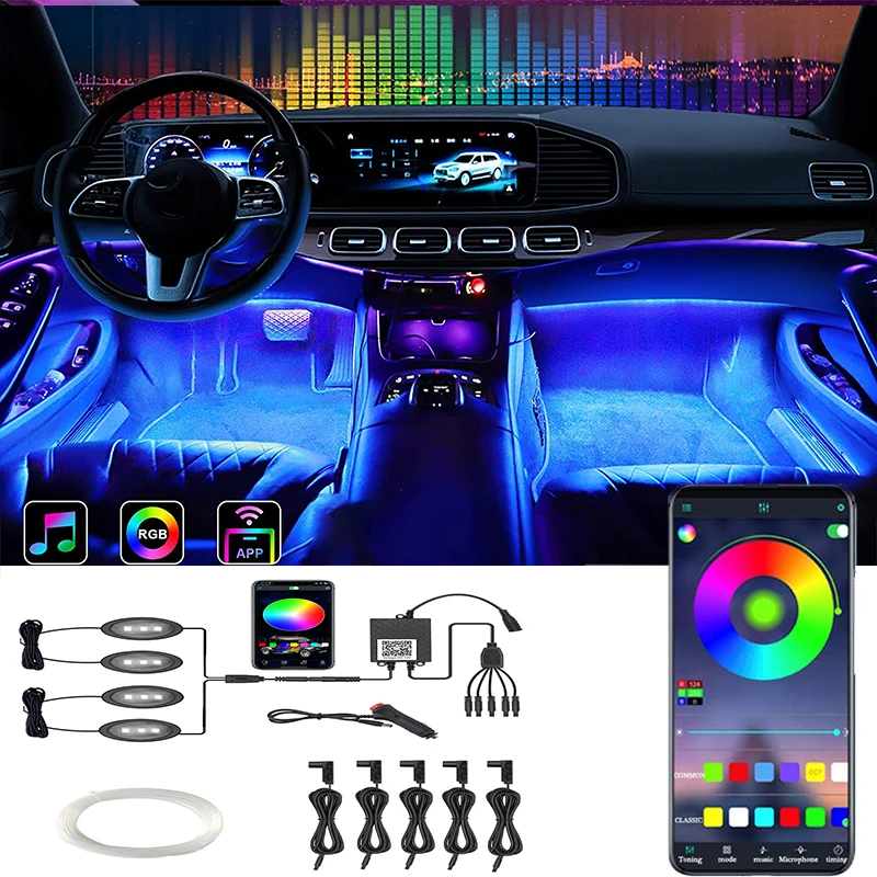 

12V Car Ambient Atmosphere 10M Decorative Light Cigarette Lighter With Swithch Sound APP Control Mode New Auto Accessories