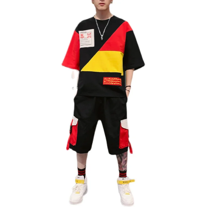 

New Summer Men Loose Sets Shorts Pants+Short Sleeve T-shirts High Quality Man Casual Shorts Sets Fashion Style Male T-shirts 3XL