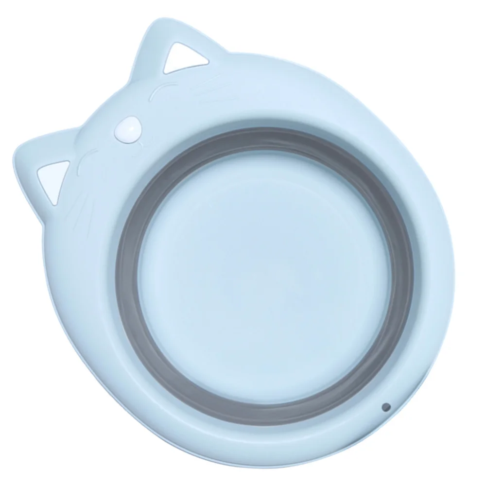 

1pc Portable Washbasin Collapsible Basin Adorable Cat Shape Folding Washing Basin Creative Cartoon Folding Washbasin Washtub (Pu