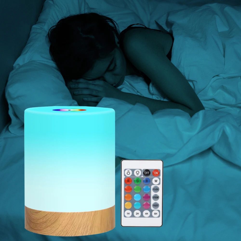 Touching Control Bedside Night Light USB Rechargeable Dimmable Table Lamp Warm White RGB Color Changing Night Light Living Room
