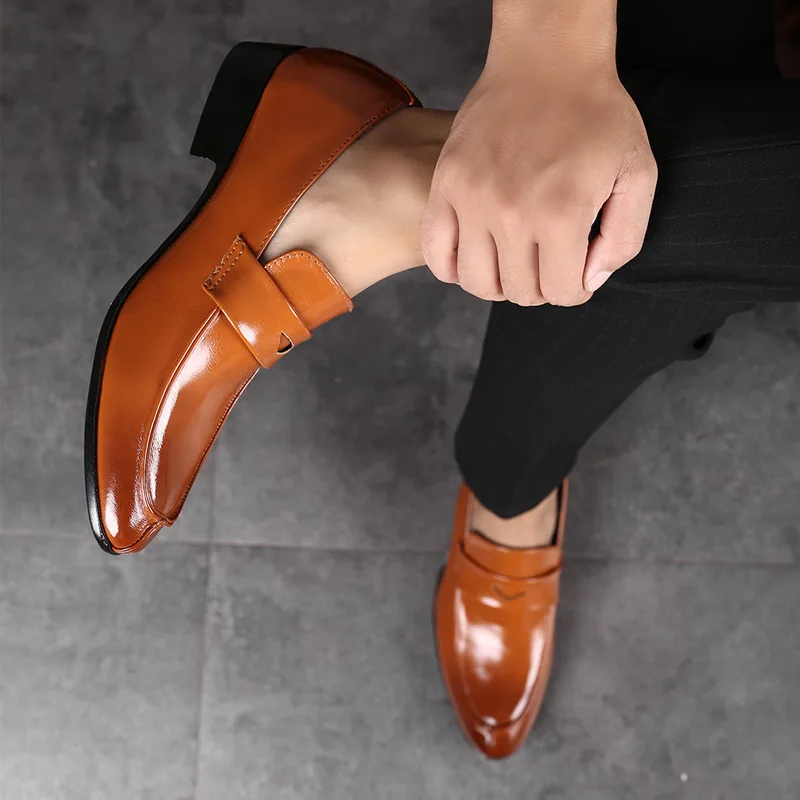 

Pointed Toe Formal Shoes Man Pu Leather Oxfords Spring Men Italy Dress Shoes Business Wedding Shoes For Male Large Sizes