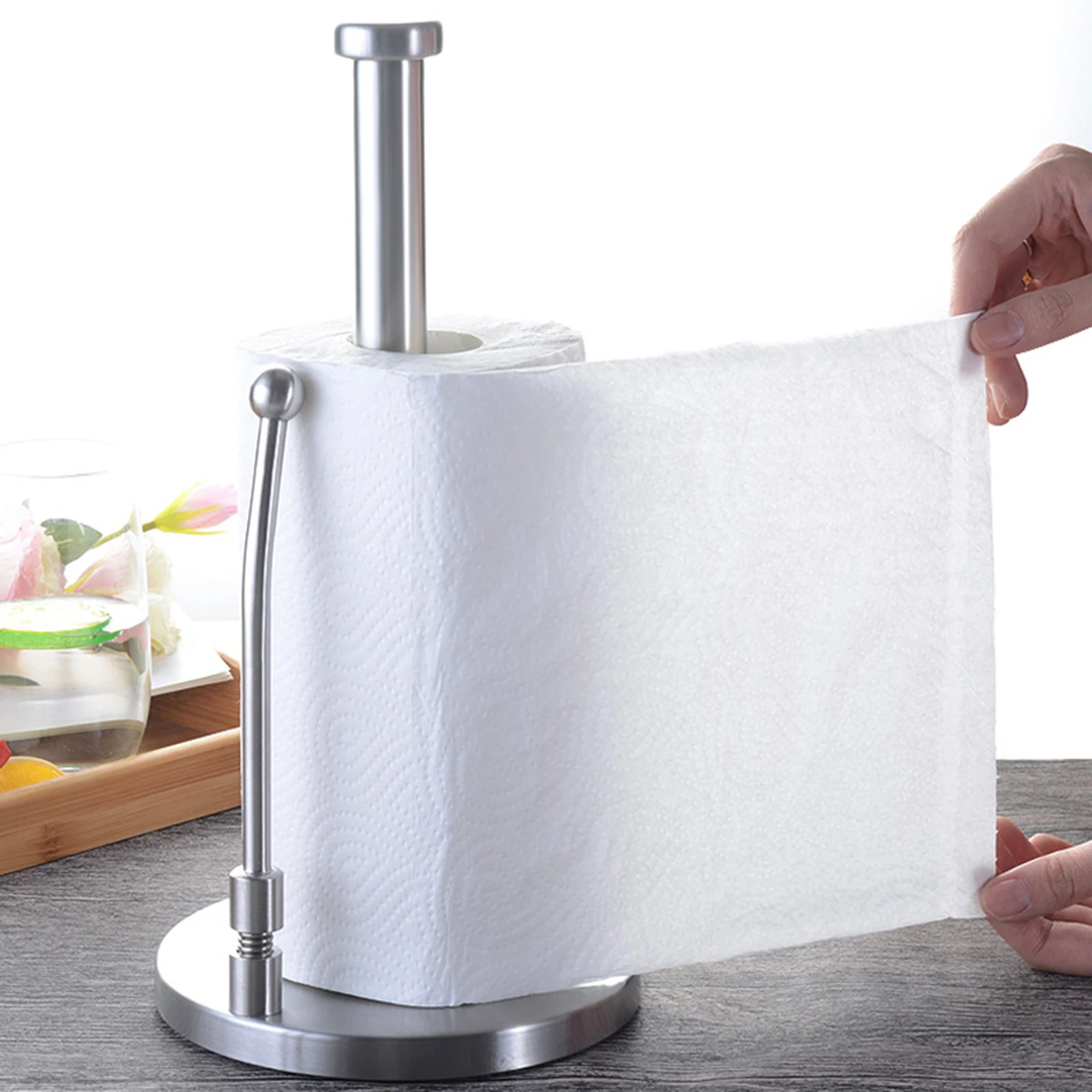 

Paper Towel Holder Stainless Steel Standing Paper Towel Organizer Roll Dispenser for Kitchen Countertop Home DFDS889