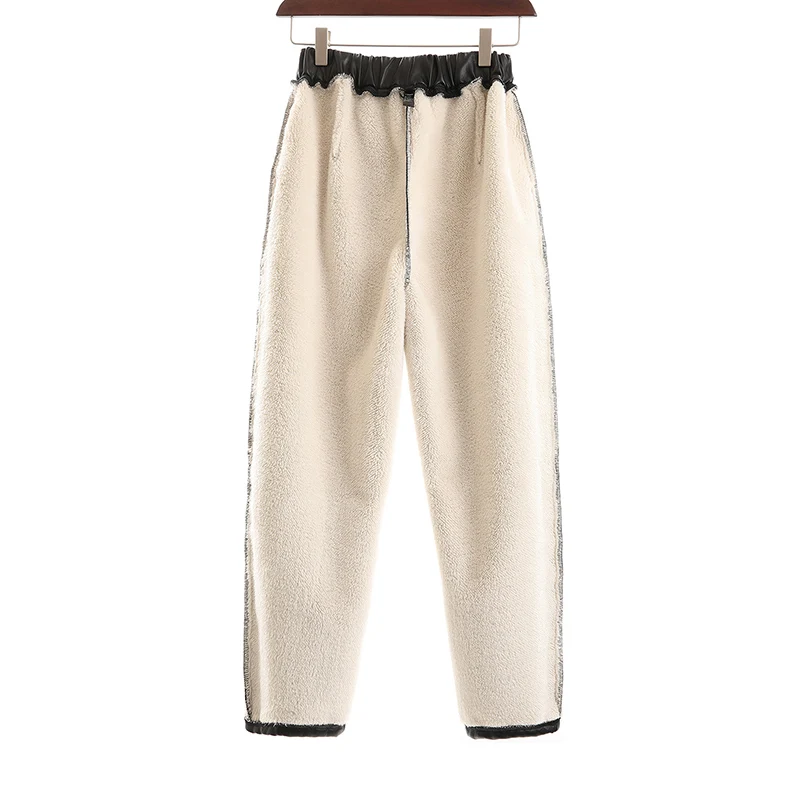 

Seoulish Autumn Winter Thicken Black PU Faux Leather Women Pants New 2021 Elastic Waist Female Harem Pants Streetwear Trousers